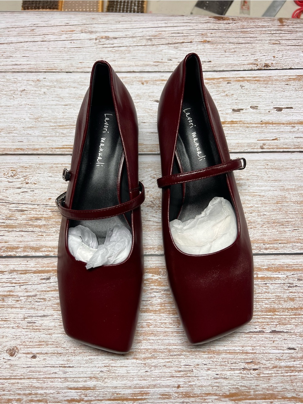 Burgundy Leather Mary Jane Flats
